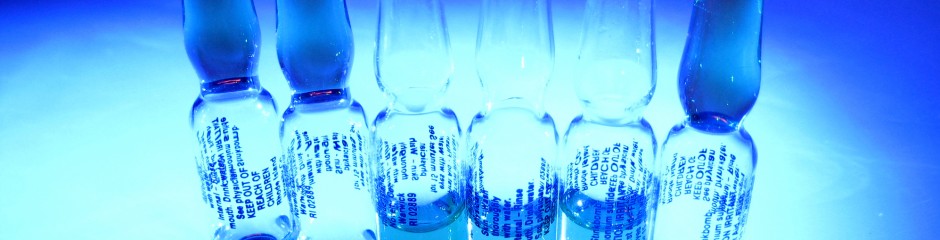 blue glass vials